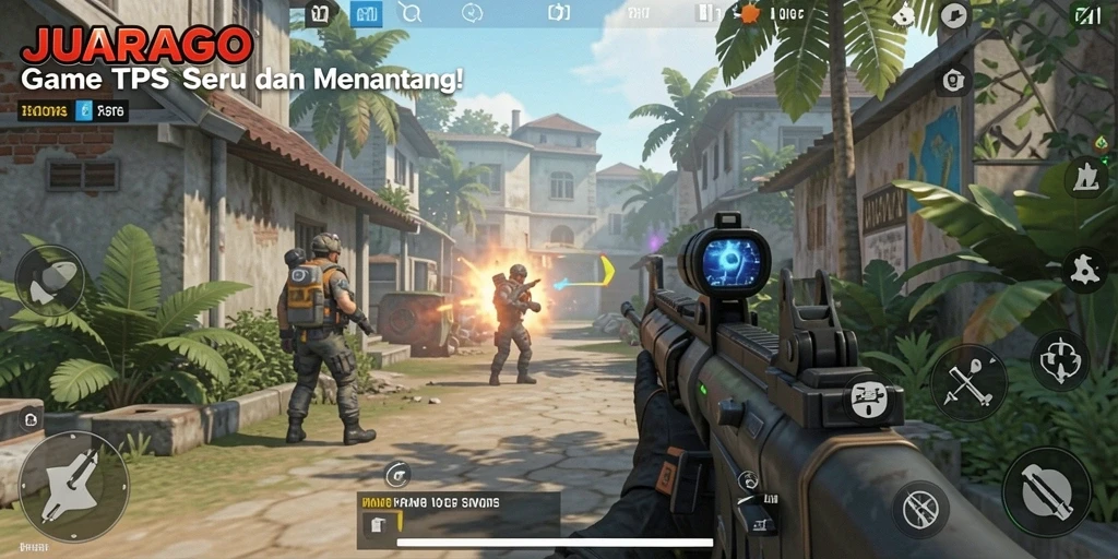 Tampilan gameplay JUARAGO yang mengesankan diikuti dengan aksi tembak-menembak seru.